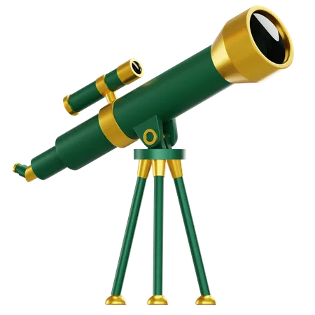 3 D Ramadan Telescope Green Golden 3D Icon
