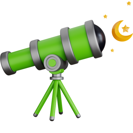 Telescope Observing Star Moon  3D Icon