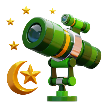 Telescope With Stars And Moon  3D Icon