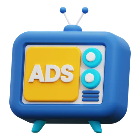 3 D Television Ads Icon 3D Icon