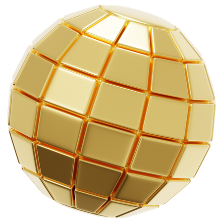 Ladrilhos de grade dourada  3D Icon