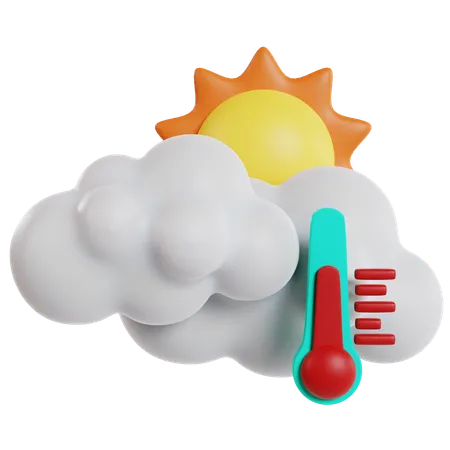 Temperatura de exibição em dia quente e ensolarado  3D Icon