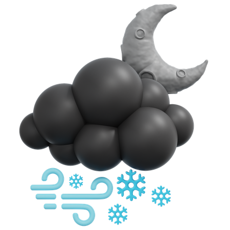 Tempestade de neve à noite  3D Icon