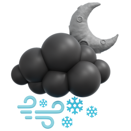 Tempête de neige la nuit  3D Icon