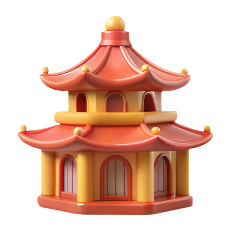 Templo chinês  3D Icon