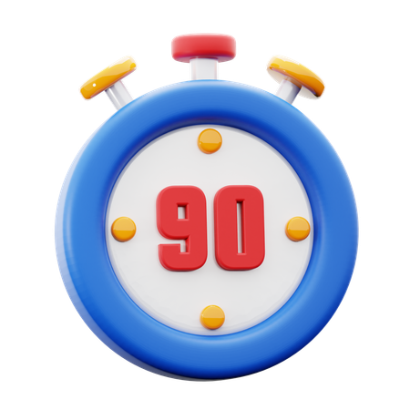 Temporizador de juego de 90 minutos.  3D Icon