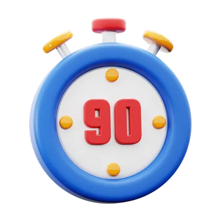 Temporizador de juego de 90 minutos.  3D Icon