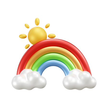 Temps arc-en-ciel ensoleillé  3D Icon