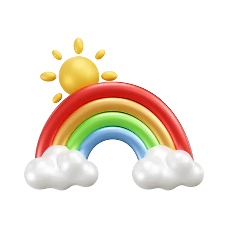 Temps arc-en-ciel ensoleillé  3D Icon