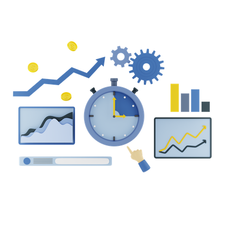 Temps d'analyse commerciale  3D Illustration