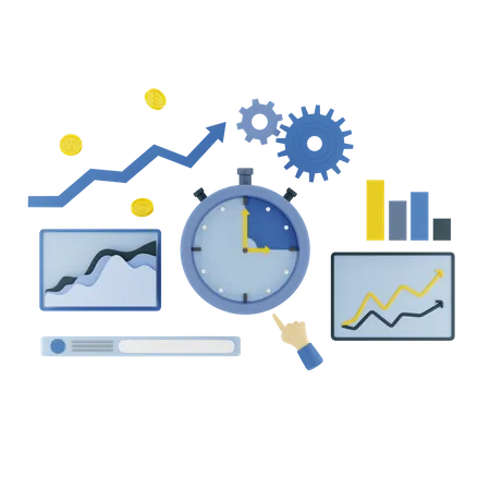 Temps d'analyse commerciale  3D Illustration