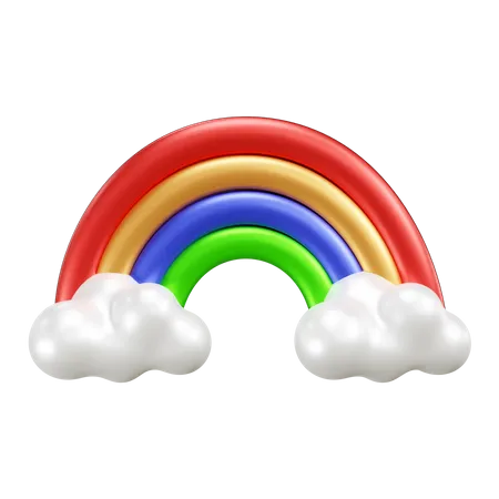 Temps arc-en-ciel nuageux  3D Icon