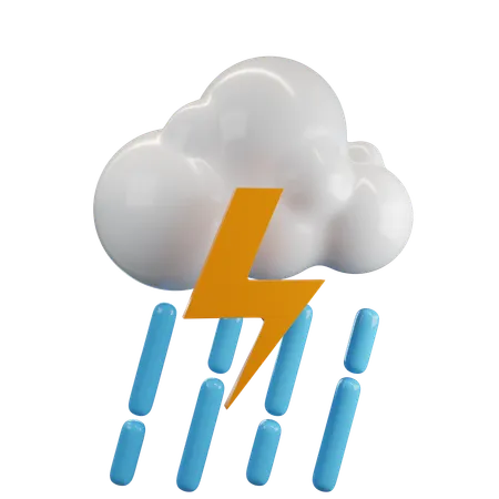 Temps nuageux avec pluie  3D Icon