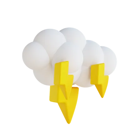 Temps nuageux et éclairs  3D Illustration