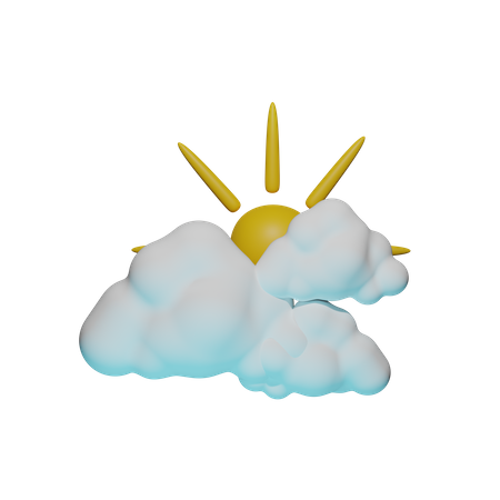 Temps nuageux et ensoleillé  3D Icon