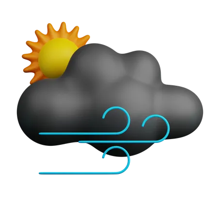 Temps sombre et venteux  3D Icon