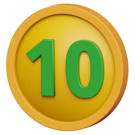 3 D Coin With Ten Number Money Currency 3 D Coin Illustration 3D Icon