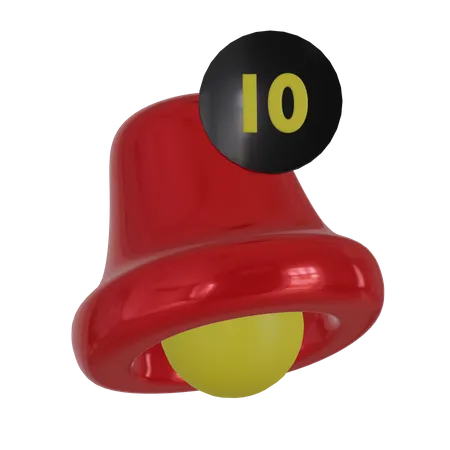 Bell With Notification And Number Ten 3D Illustration