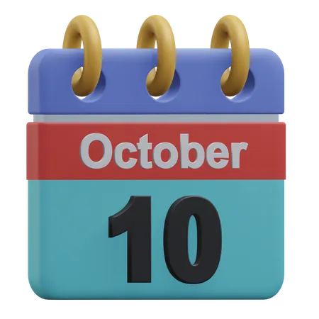 Ten October  3D Icon