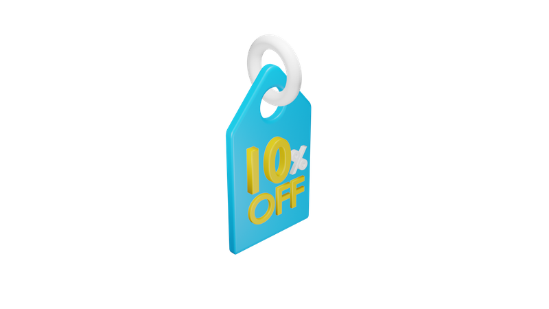 Ten Percent Discount Tag  3D Illustration