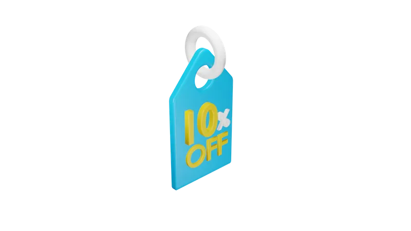 Ten Percent Discount Tag  3D Illustration