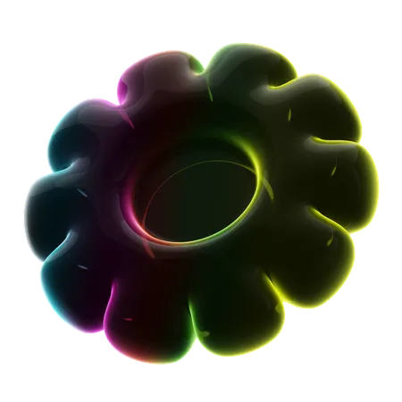 Ten Petal Flower Neon Abstract  3D Icon