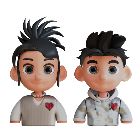 Tenage Love Couple  3D Icon