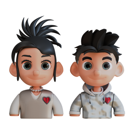Tenage Love Couple  3D Icon