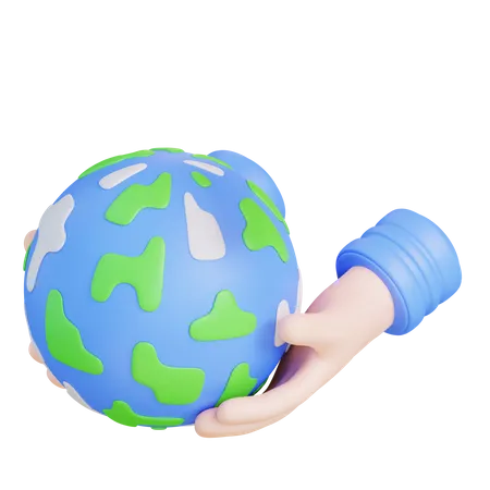 Tenant un globe  3D Icon