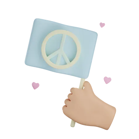Tenant le drapeau de la paix  3D Icon