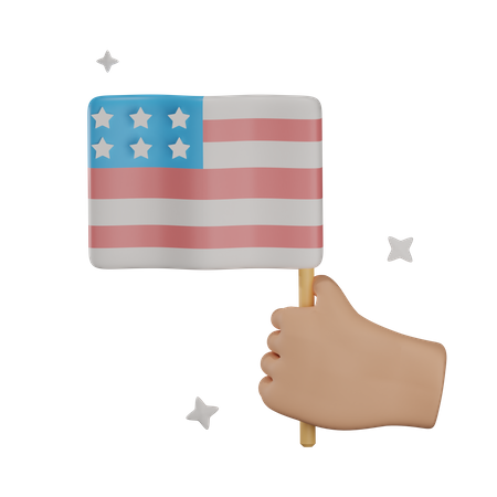 Tenant le drapeau des États-Unis  3D Illustration