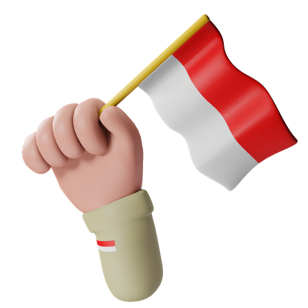 Tenir le drapeau de l'Indonésie  3D Illustration