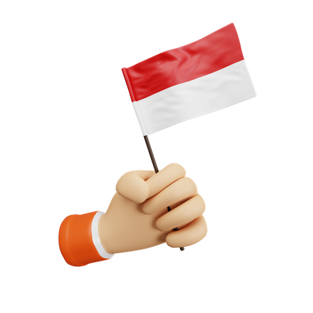 Tenant le drapeau indonésien  3D Icon