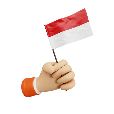Tenant le drapeau indonésien  3D Icon