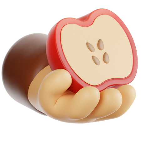 Tenant une tranche de pomme  3D Icon