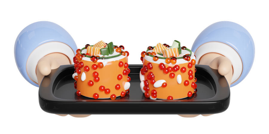 Tenant des sushis urmaki  3D Icon