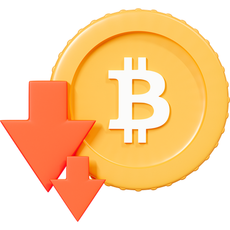 Tendance à la baisse et baisse des prix du Bitcoin  3D Icon