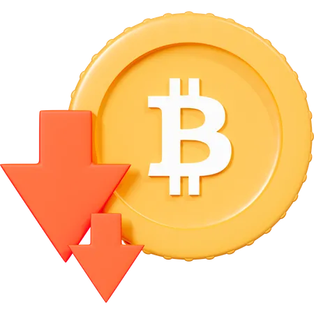 Tendance à la baisse et baisse des prix du Bitcoin  3D Icon