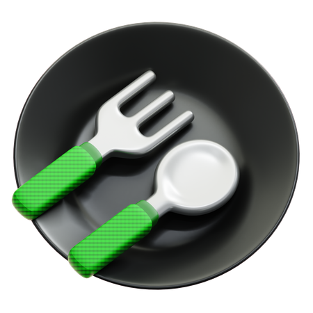 Plato cuchara tenedor  3D Icon