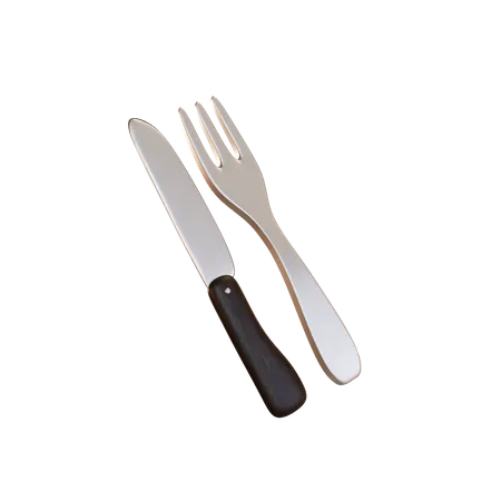 Tenedor y cuchillo  3D Illustration