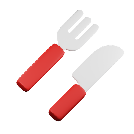 Tenedor y cuchillo  3D Illustration