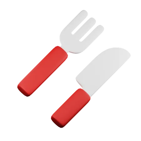 Tenedor y cuchillo  3D Illustration