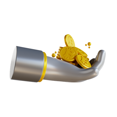 Sosteniendo bitcoins  3D Illustration