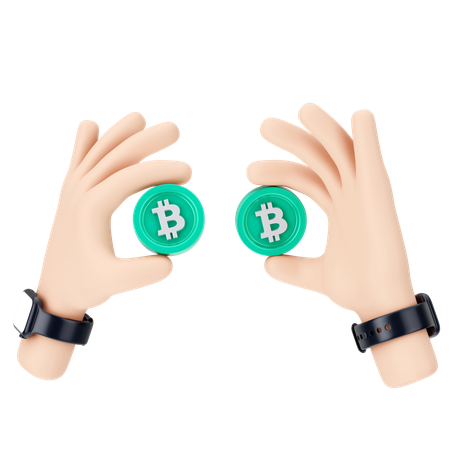 Sosteniendo bitcoins  3D Icon