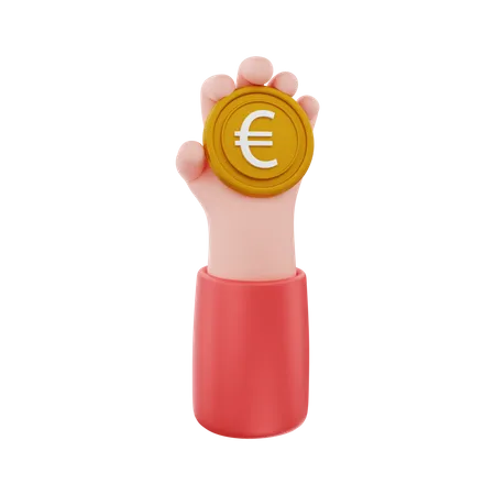 Tenencia de monedas de euro  3D Illustration