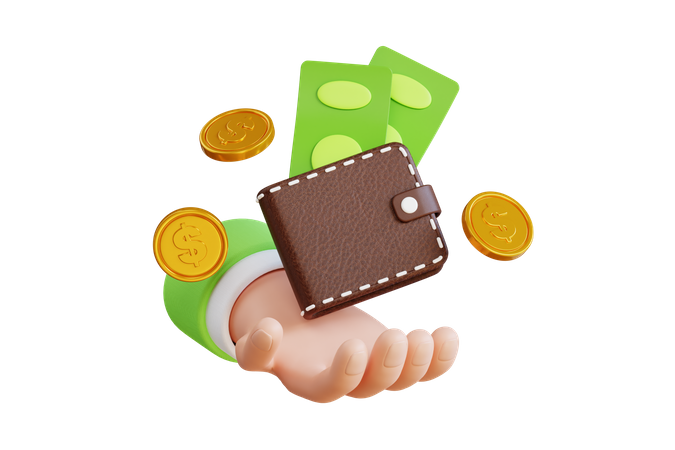 Sosteniendo dinero  3D Illustration