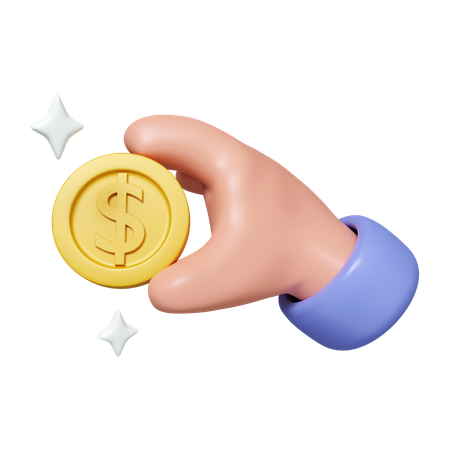 Sosteniendo moneda de un dólar  3D Icon