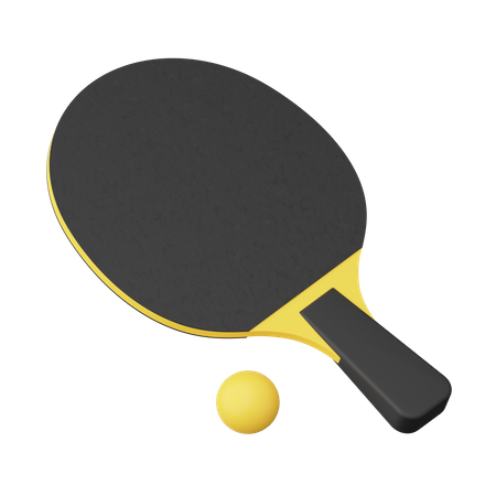 Taco e bola de tênis de mesa  3D Illustration