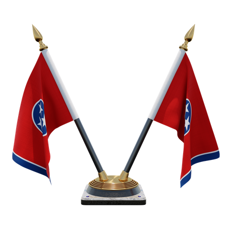 Tennessee Double Desk Flag Stand  3D Flag