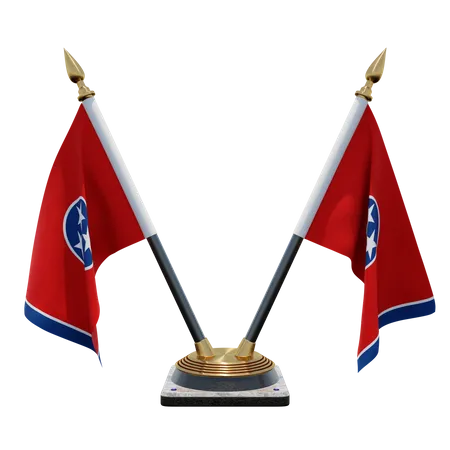 Tennessee Double Desk Flag Stand  3D Flag